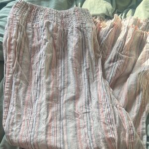 Striped Pink and White Women's Capris
